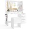 Costway 43.5" Makeup Table Set Vanity Desk with Storage Stool Power Outlets 2 Open Shelves